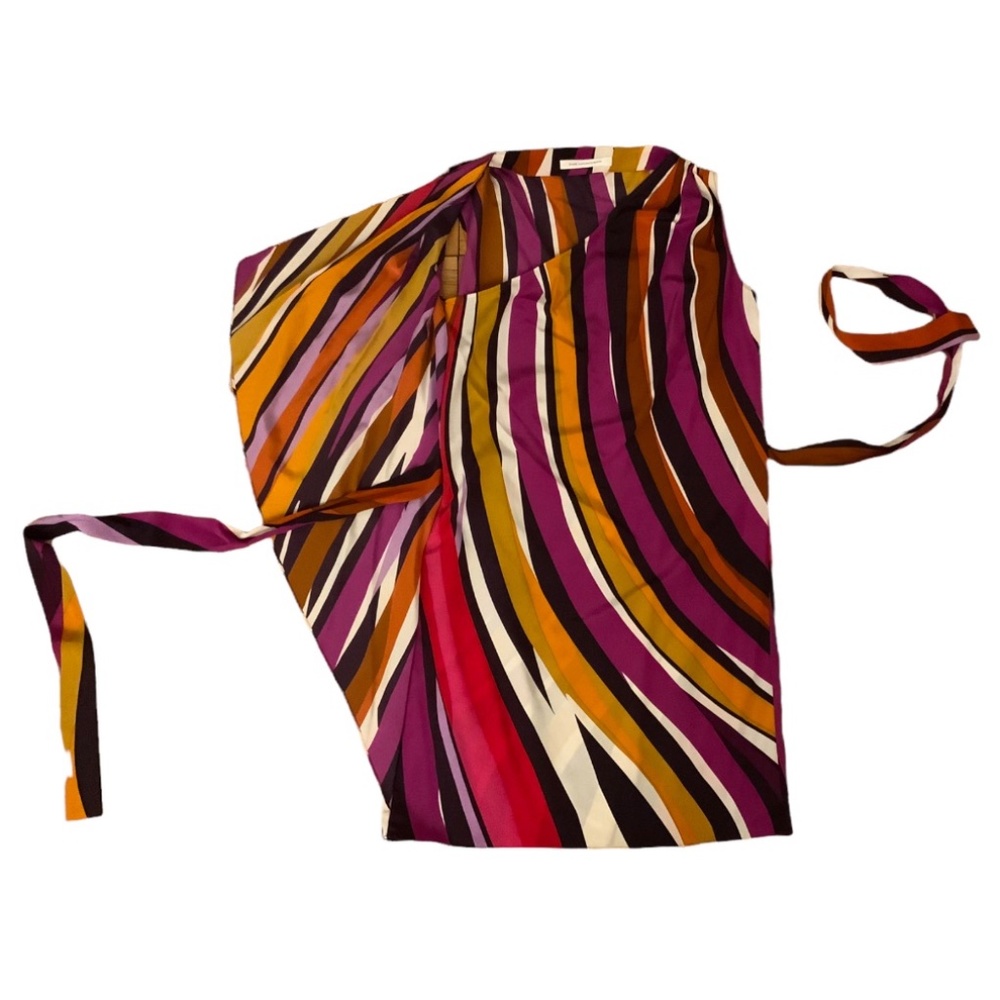 Diane Von Furstenberg RARE DVF Silk Colorful Dress Runway Stripe Holiday Dress - Picture 2 of 6